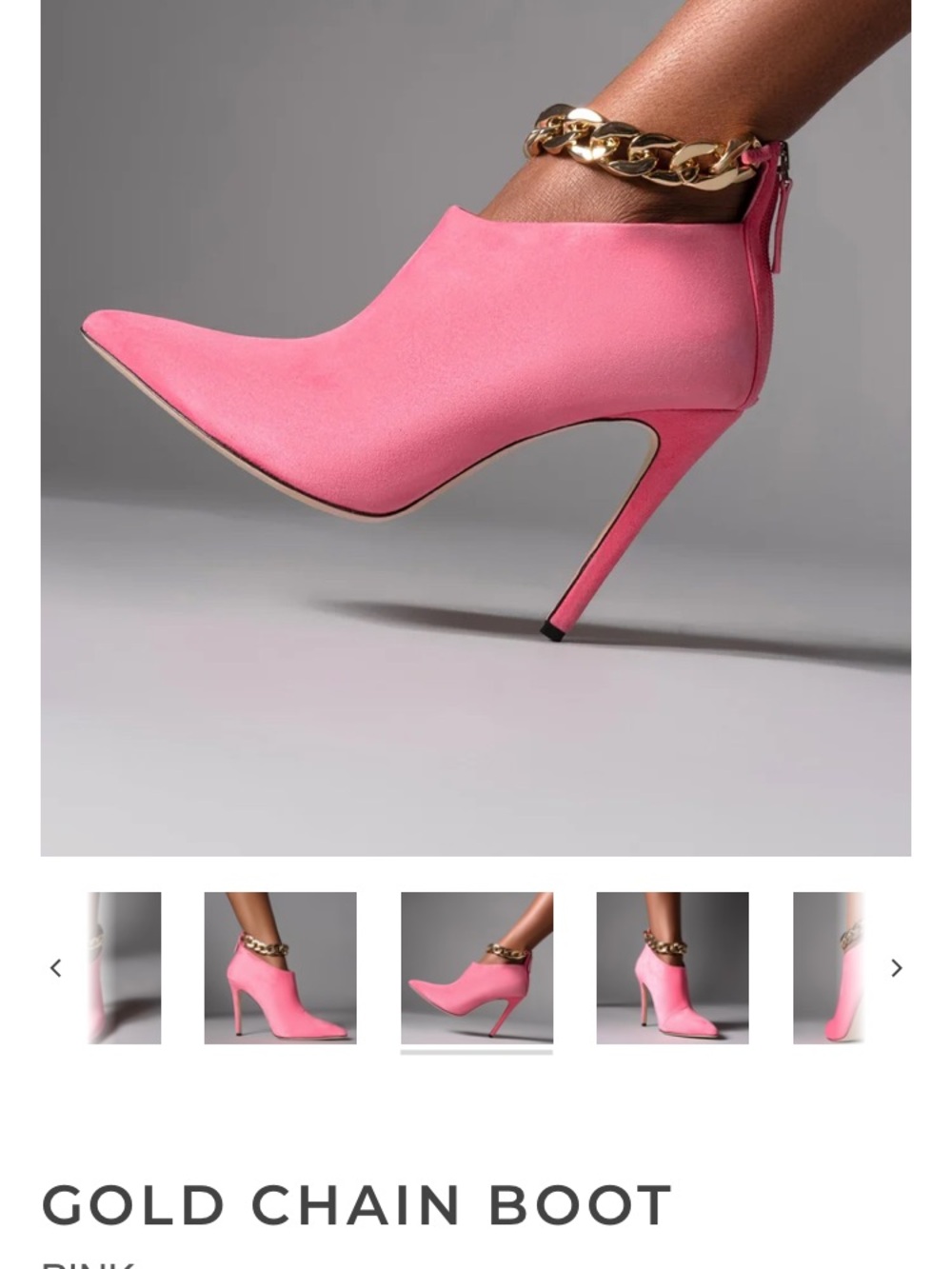 Gold Chain Pink Pointed Stiletto Ankle Boot
